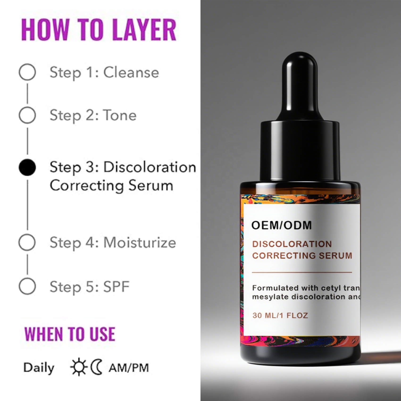 Discoloration Whitening Serum OEM Service Facial Color Correction Pigmentation Skin Tone Anti Hyperpigmentation Face Care