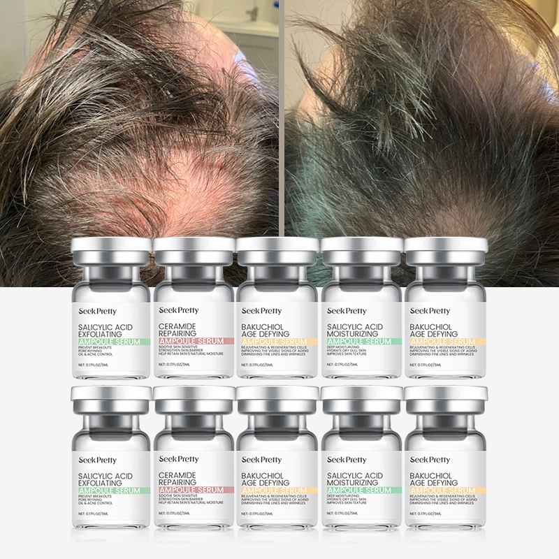 Seek Pretty Private Label MTS Face Acne Ergothioneine Peptides Ampoule Skin Care Hair Growth Serum Bio Sponge Face Serum