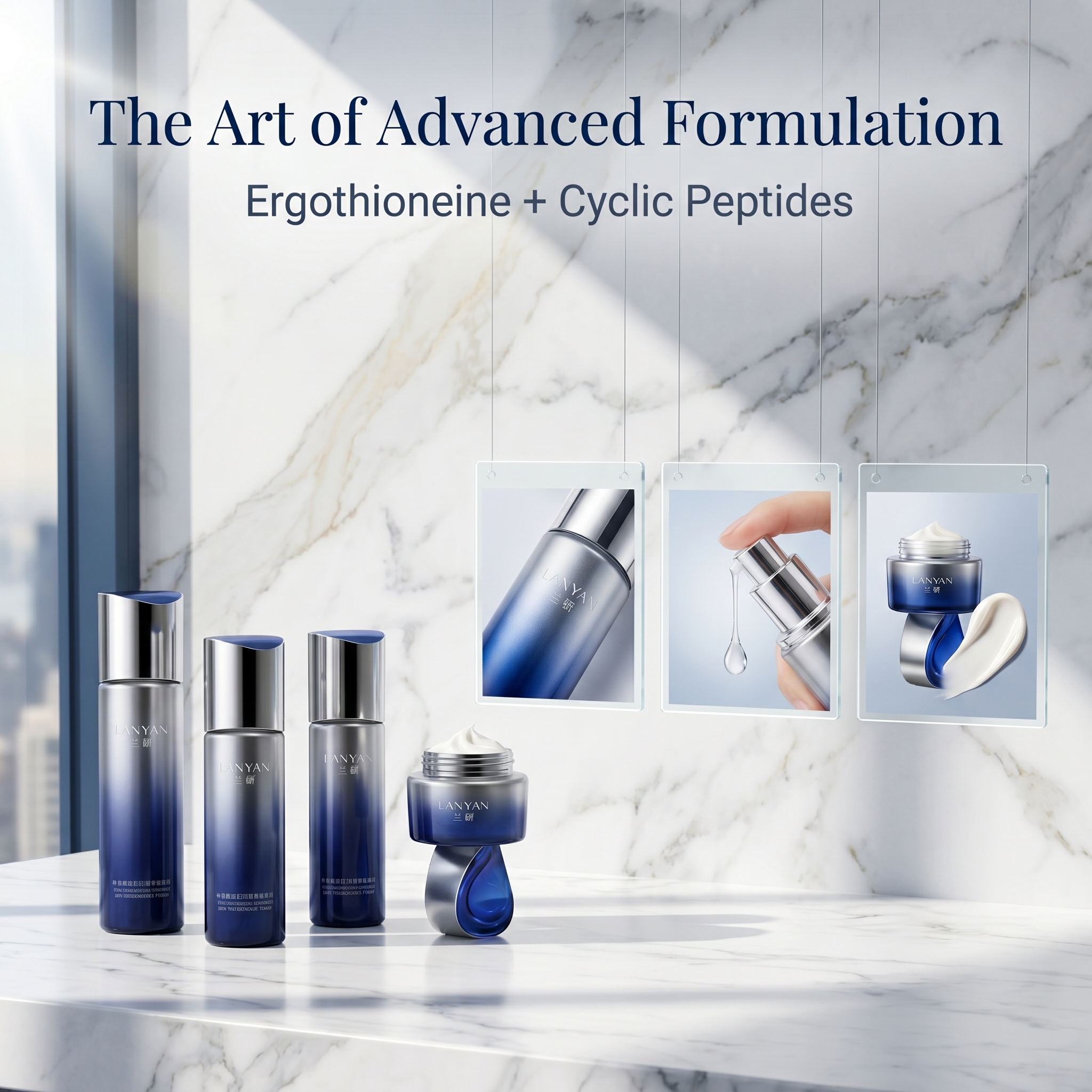 Advanced Professional Anti-Aging Ergothioneine Orchid Extract Firming Tightening Face Serum Set for Sensitive Redness Prone Skin