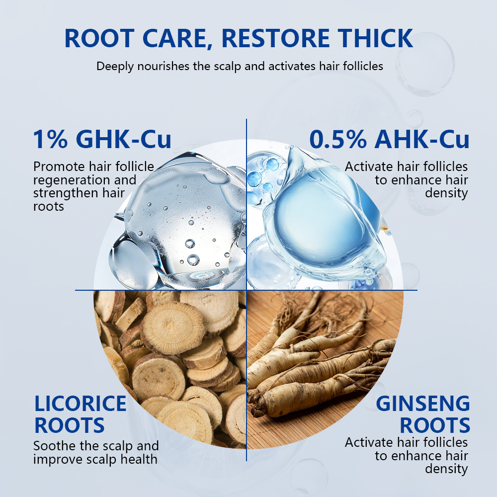 GHK-Cu AHK-Cu Hair Growth Oil Copper Peptide Anti Hair Loss Scalp Treatment Serum for Thinning Hair Peptide Serum Private Label