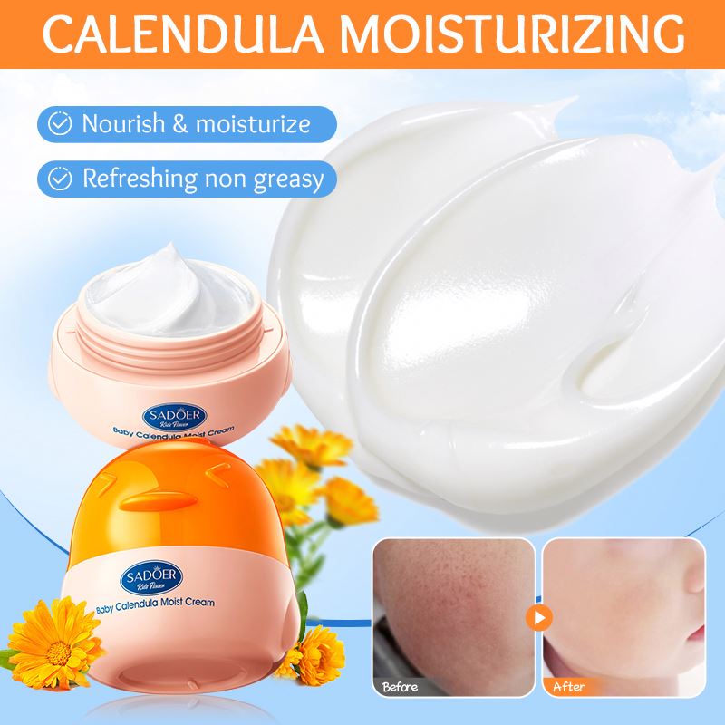 OEM SADOER Kids Moisturizer Cream Organic Calendula Gentle Hydrating Skin Care Sensitive Soothing Repair Baby Face Beauty Cream