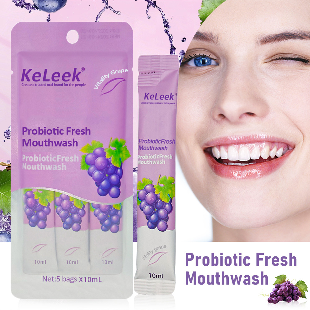 Keleek Vitality Grape Probiotic Mouthwash Alcohol Free Portable Antibacterial Cool Mint Oral Microbiome Balance Fresh Breath