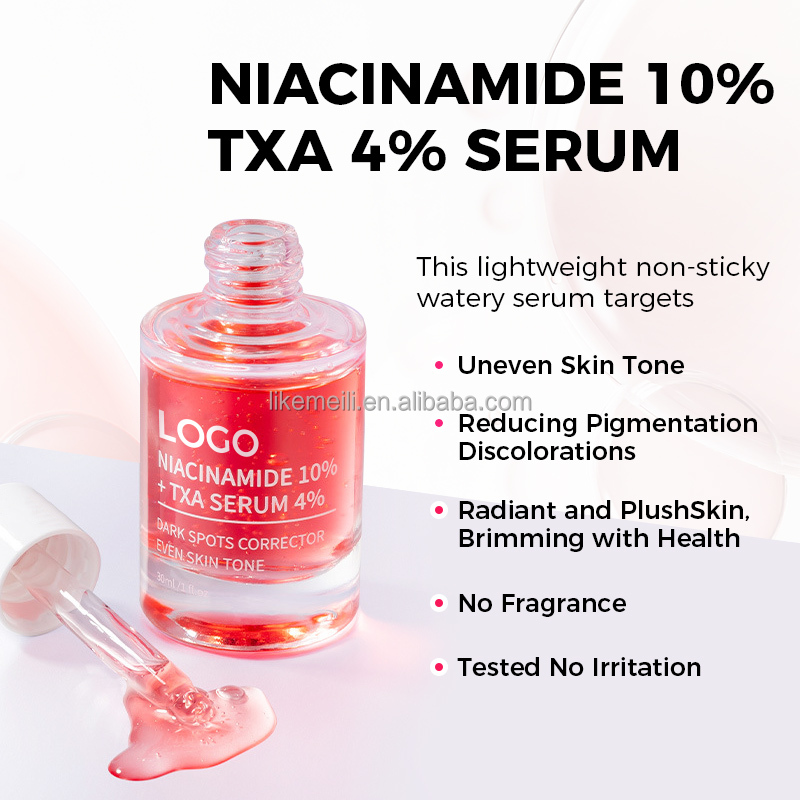 Korean Skincare OEM 30ml Hyaluronic Acid Niacinamide 10% + TXA 4% Dark Spot Serum Hyperpigmentation Correcting Brightening Serum