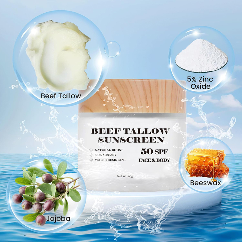 Beauty Skin Care Sunscreen SPF 50+ Non-Greasy Formula Organic Beef Tallow Sunscreen