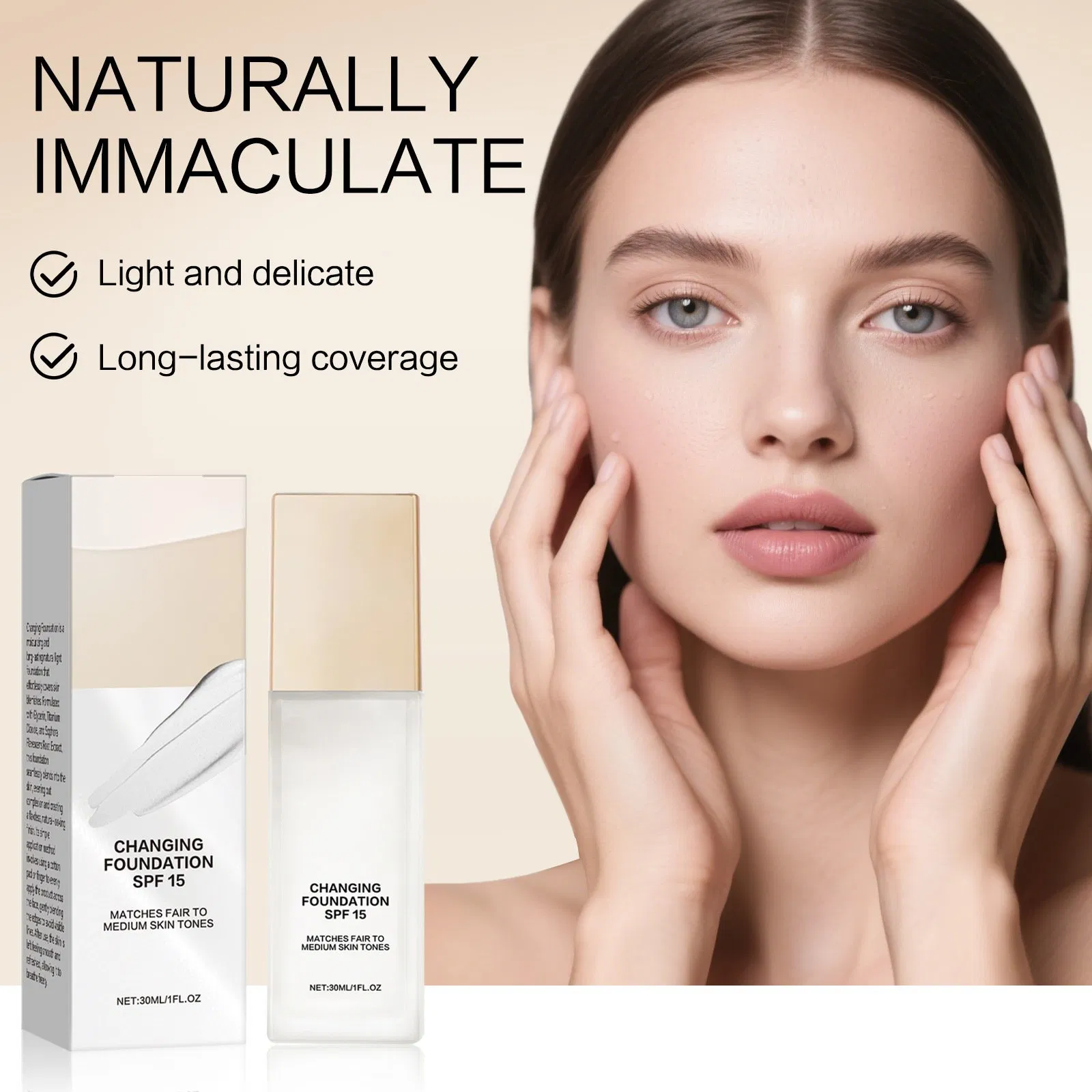 Tinted Sunscreen Cream SPF50 with Vitamin C &amp; Caroten Extracts - Korean Private Label Wholesale