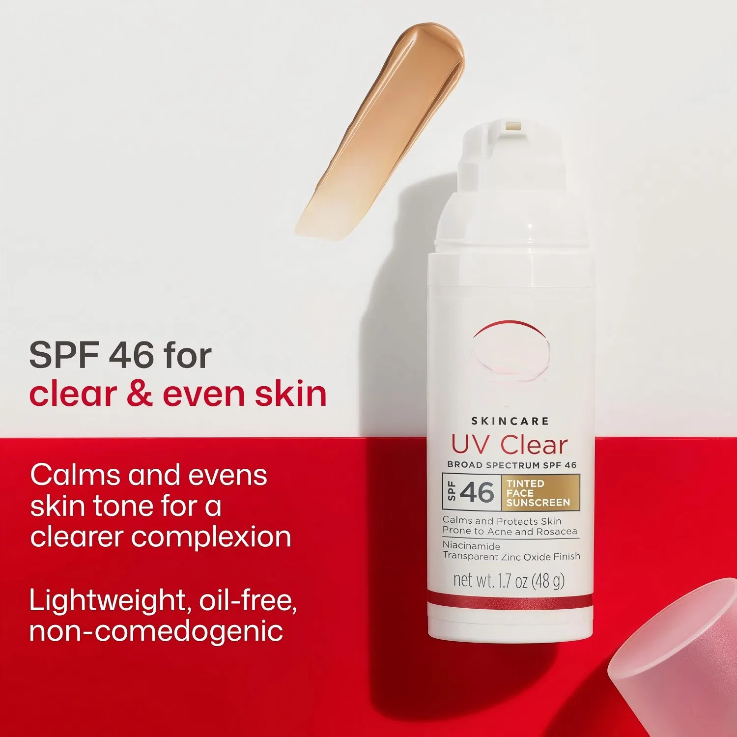 UV Clear Tinted Sunscreen for Face, SPF 46 with Zinc Oxide, Oil-Free, Skin Serum, Korean Sunscreen