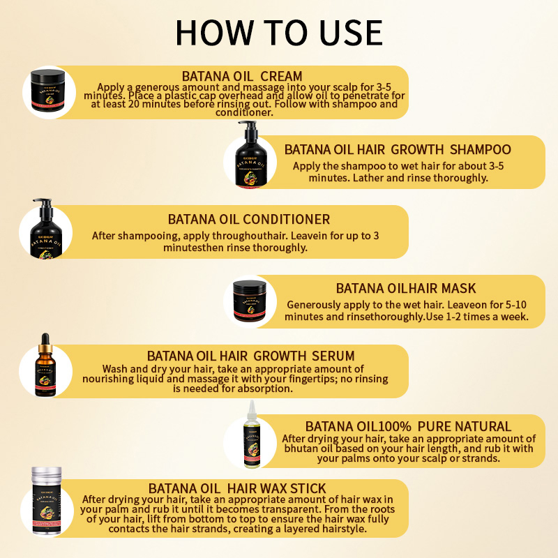 Custom Organic Batana Oil Hair Mask Shampoo Conditioner Promote Hair Growth Moisturizing Repair Damaged Batana Oil Hair Care Set