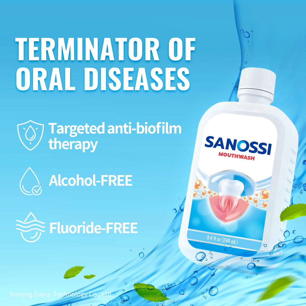 Sanossi 248ml Portable Antibacterial Alcohol Free Disposable Mouthwash Sensitive Teeth Anti-Cavity Fresh Breath Oral Microbiome