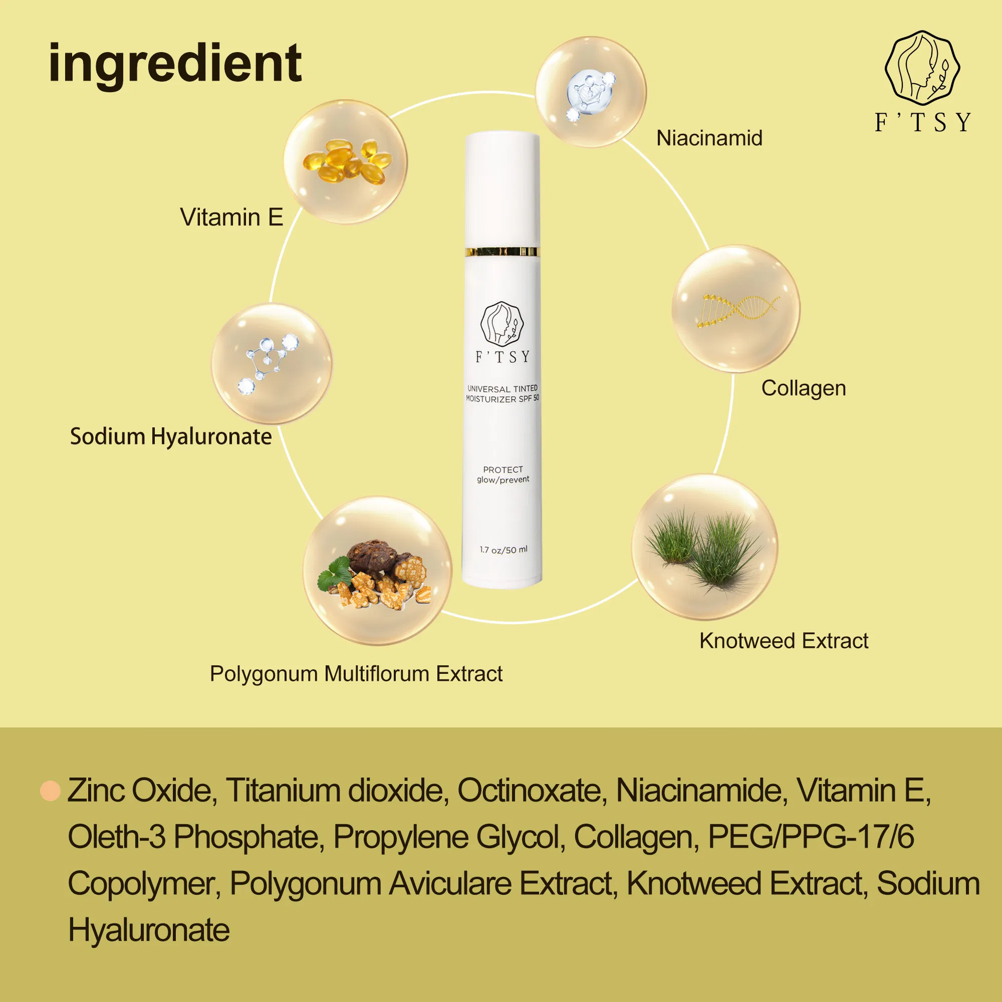 Private Label SPF 50 Tinted Sunscreen Natural Tinted Moisturizer
