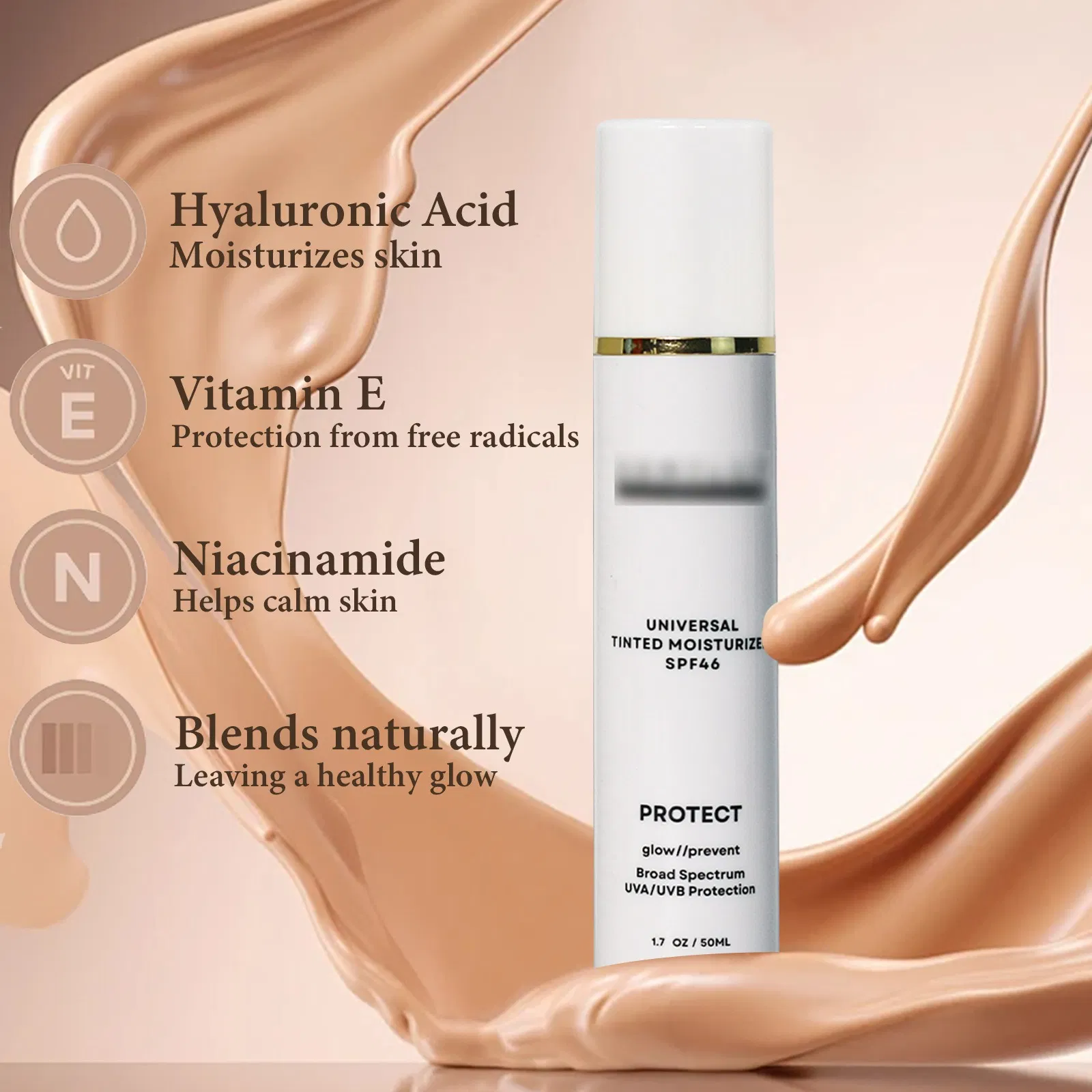 Makeup UVA/UVB Protection Foundation with SPF 50 Face Tinted Liquid Sunscreen