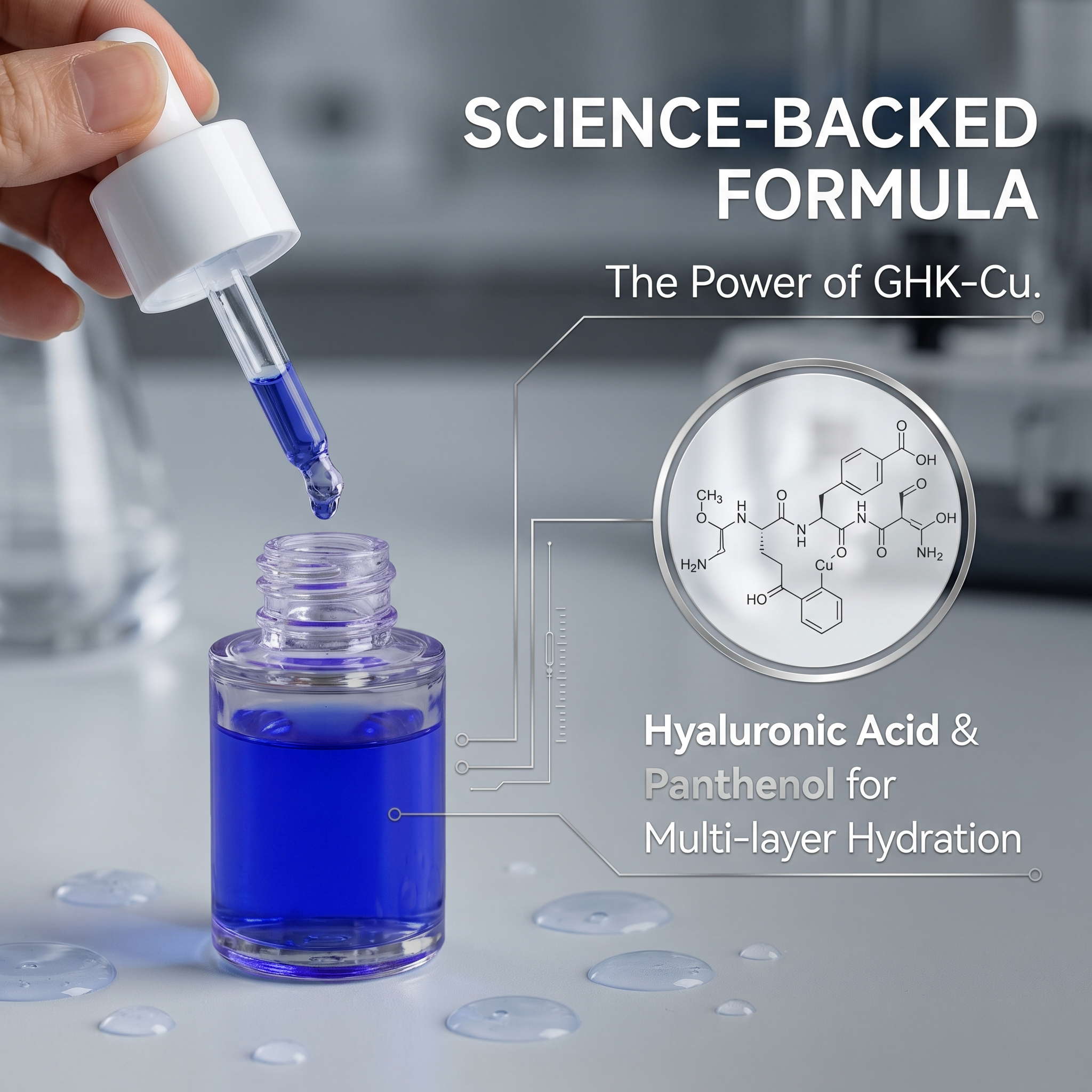 Copper Peptide (GHK-Cu) Essence 99% Purity Advanced Repair &amp; Youthful Radiance Serum OEM ODM