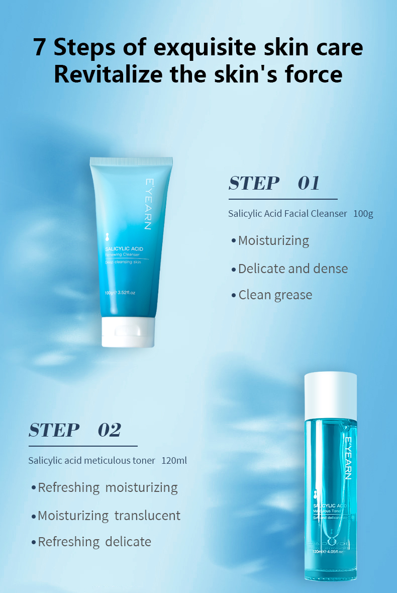Private Label Salicylic Acid Collagen Skin Care Kit Moisturizing Korean Cosmetic Essence, Water, Cream, Essence Skin Care Set
