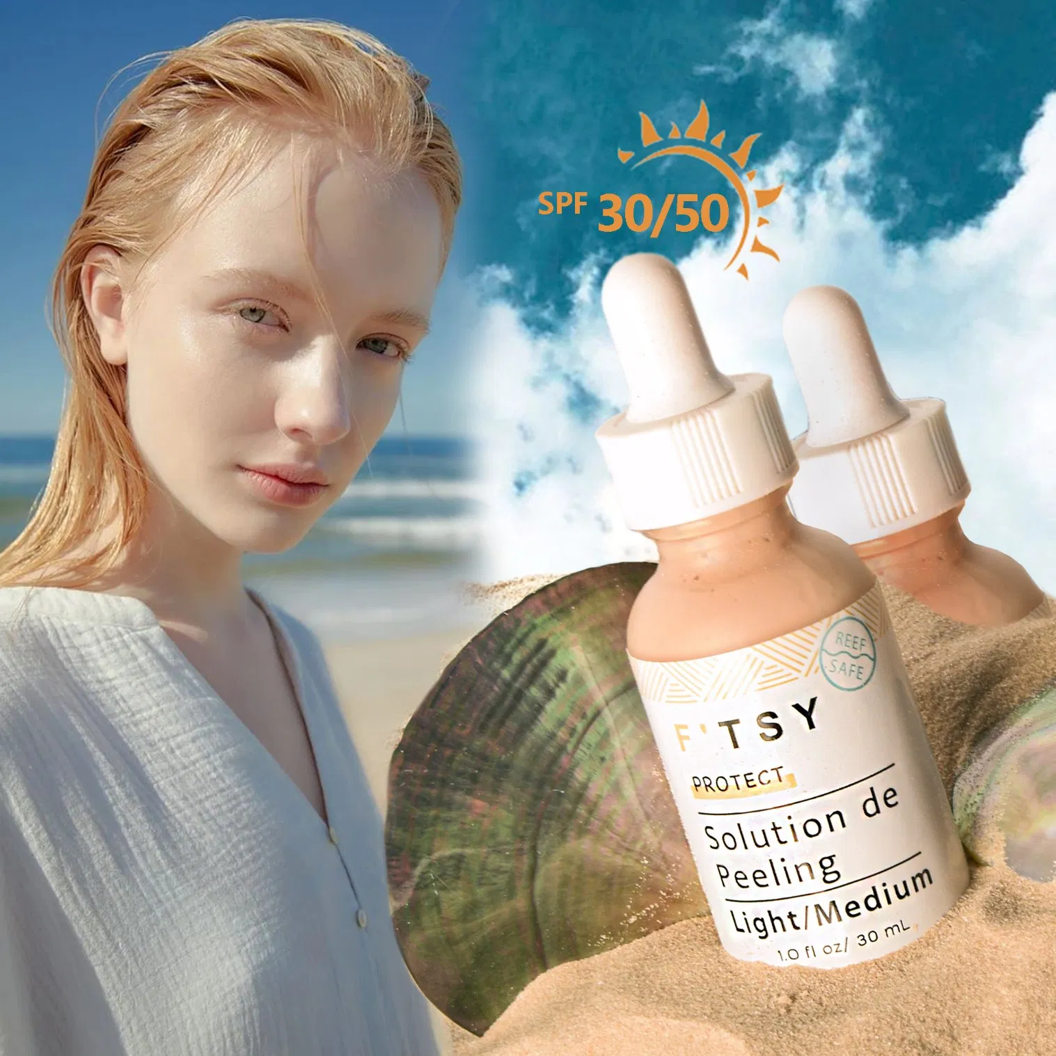 High Quality Cosmetic SPF50 No White Cast Tinted Sunscreen Serum