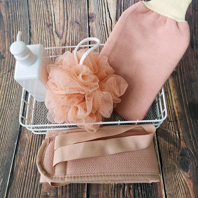 Exfoliating Bath Gloves Facial Cleaning Body Scrub Cleaning Gloves Exfoliating Gloves Shower Cover Three-piece Bath Set