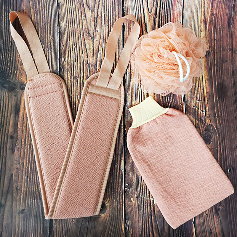 Exfoliating Bath Gloves Facial Cleaning Body Scrub Cleaning Gloves Exfoliating Gloves Shower Cover Three-piece Bath Set