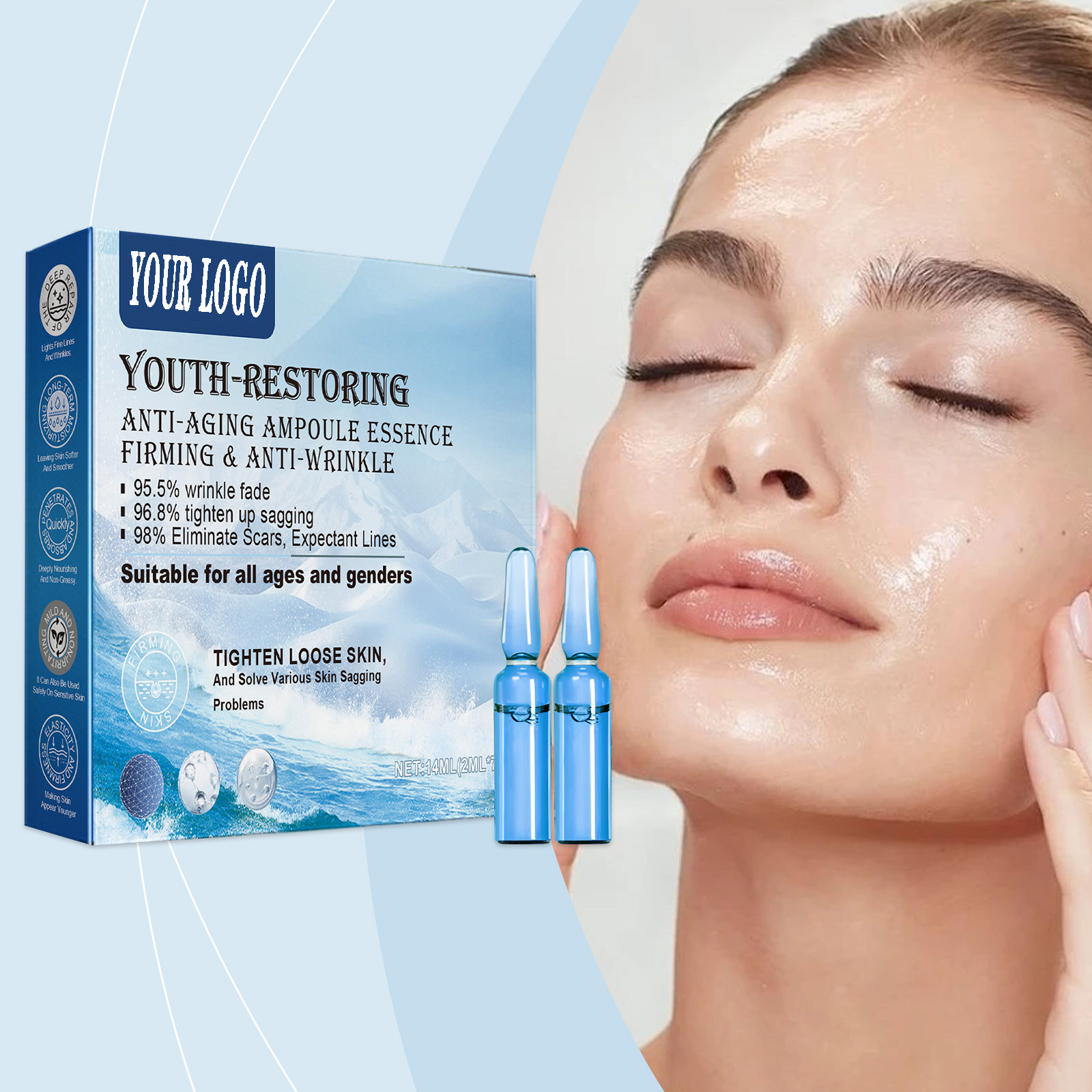 Hyaluronic Acid Ampoules Moisturizing Vitamin C Youth-Restoring Anti-Aging Ampoule Facial Essence Collagen Face Serum Ampoule