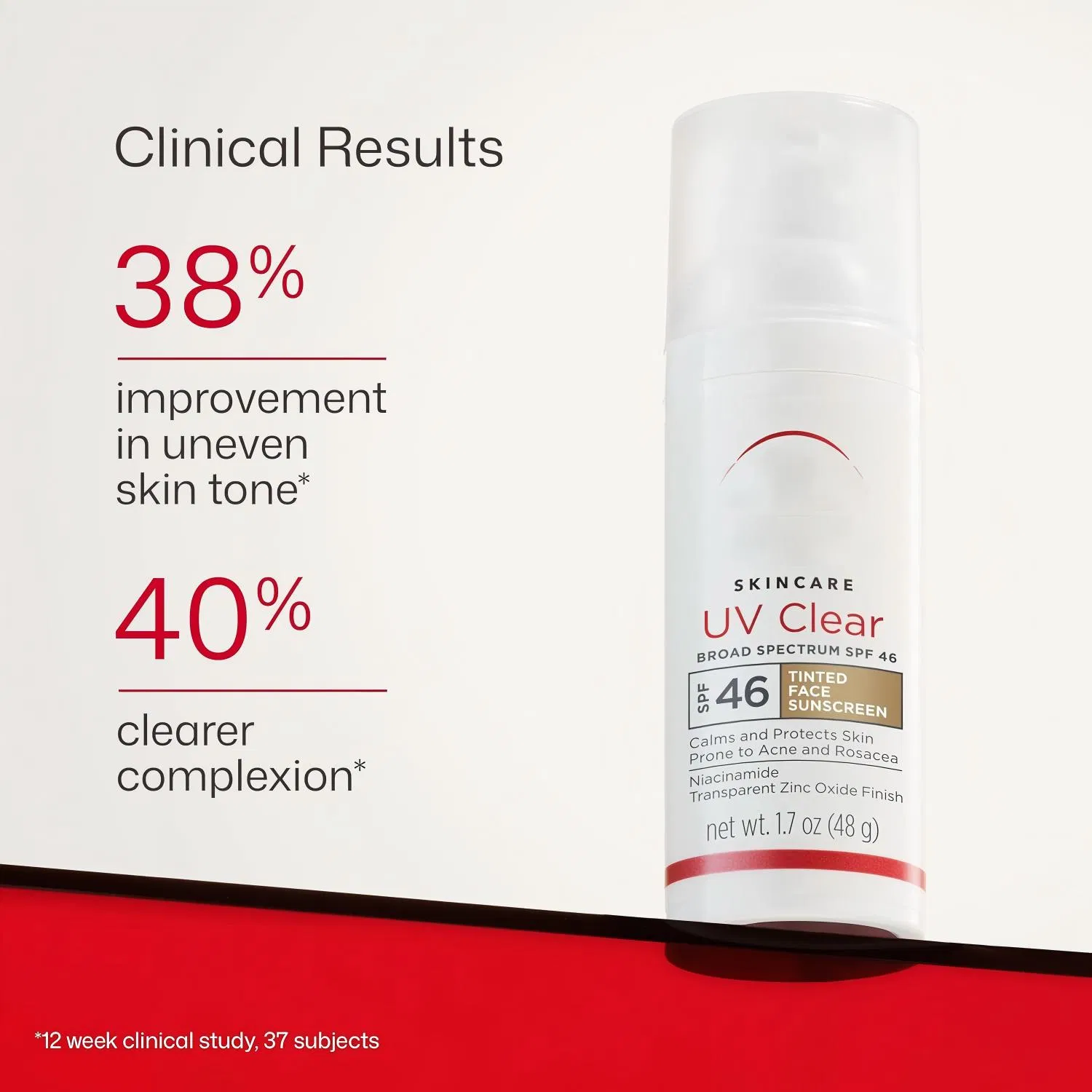 UV Clear Tinted Sunscreen for Face, SPF 46 with Zinc Oxide, Oil-Free, Skin Serum, Korean Sunscreen