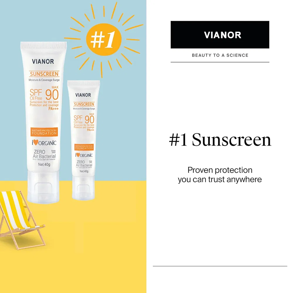 Private Label SPF 50 Oil-Free and Zinc-Oxide Tinted Sunburn Sun Block Sunscreen