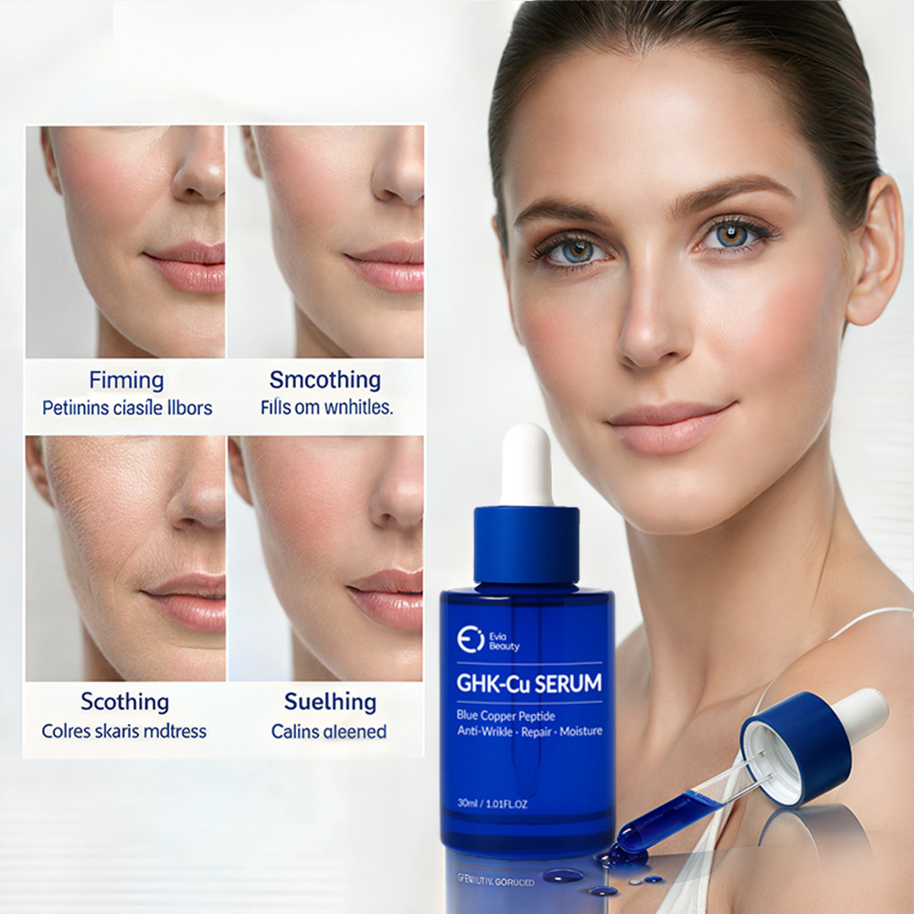 High Concentration Copper Peptide GHK-Cu Anti-Aging Serum For Face Fine Lines Reduction Skin Regeneration For Evia Beauty