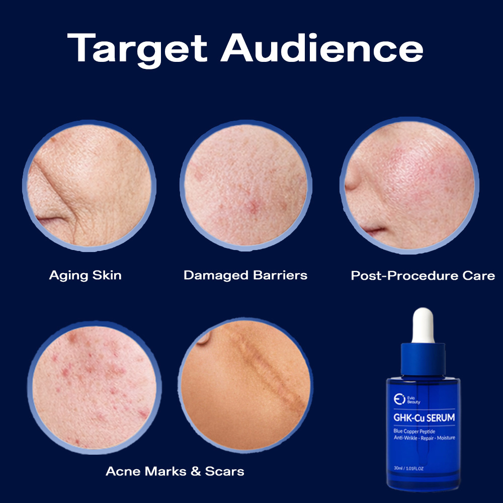 High Concentration Copper Peptide GHK-Cu Anti-Aging Serum For Face Fine Lines Reduction Skin Regeneration For Evia Beauty