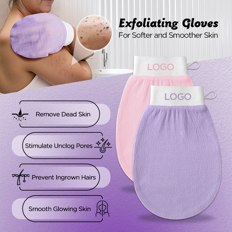 Custom Logo And Package Viscose Moroccan Hammam Bath Gloves Scrub Turkish Exfoliating Body Mitt Massage Skin For Sauma