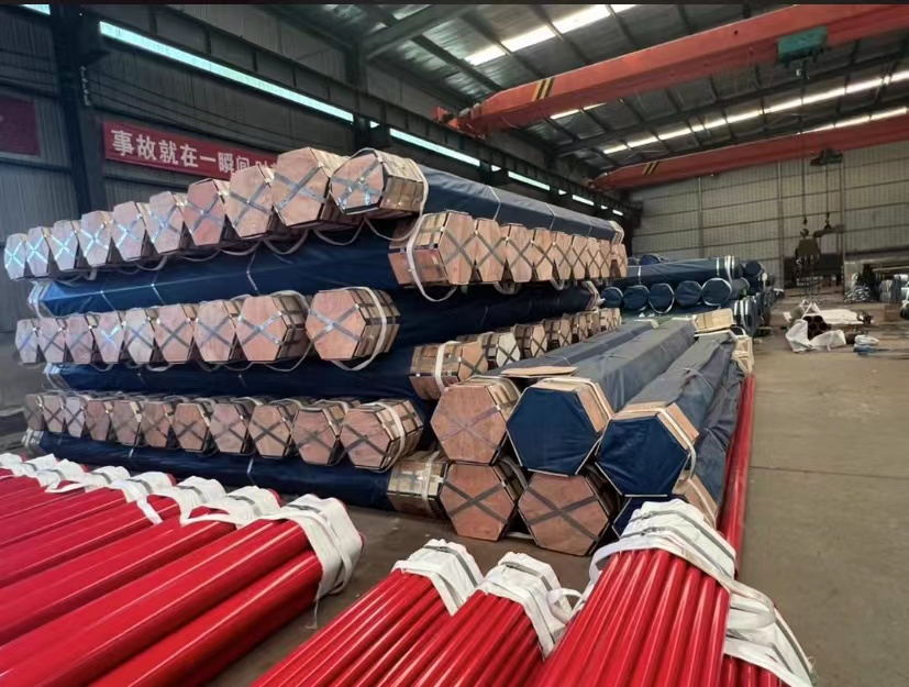 Steel pipes loaded for export