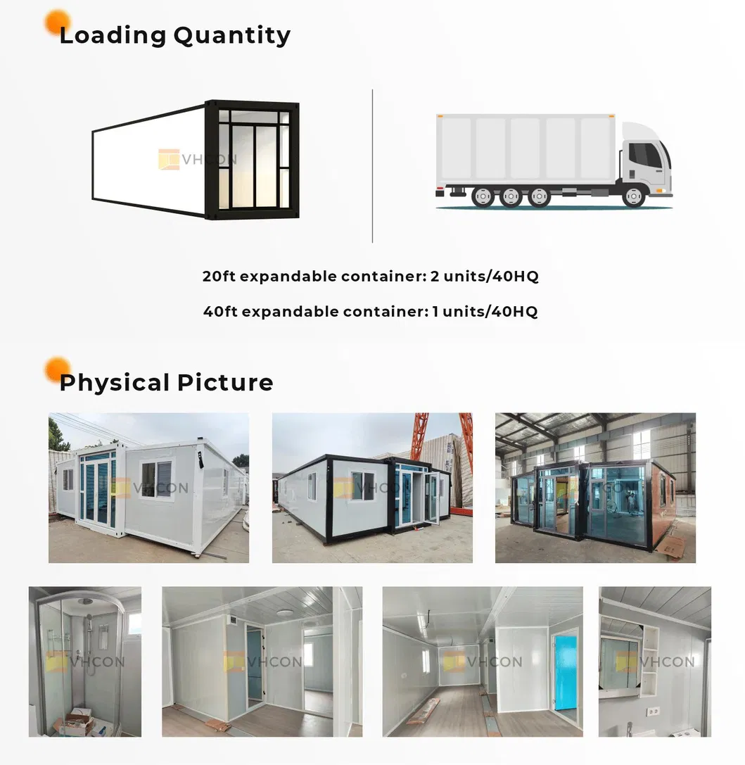 Venta Caliente Casa Contenedor Expandible Prefabricada de Alta Calidad con 3 Habitaciones