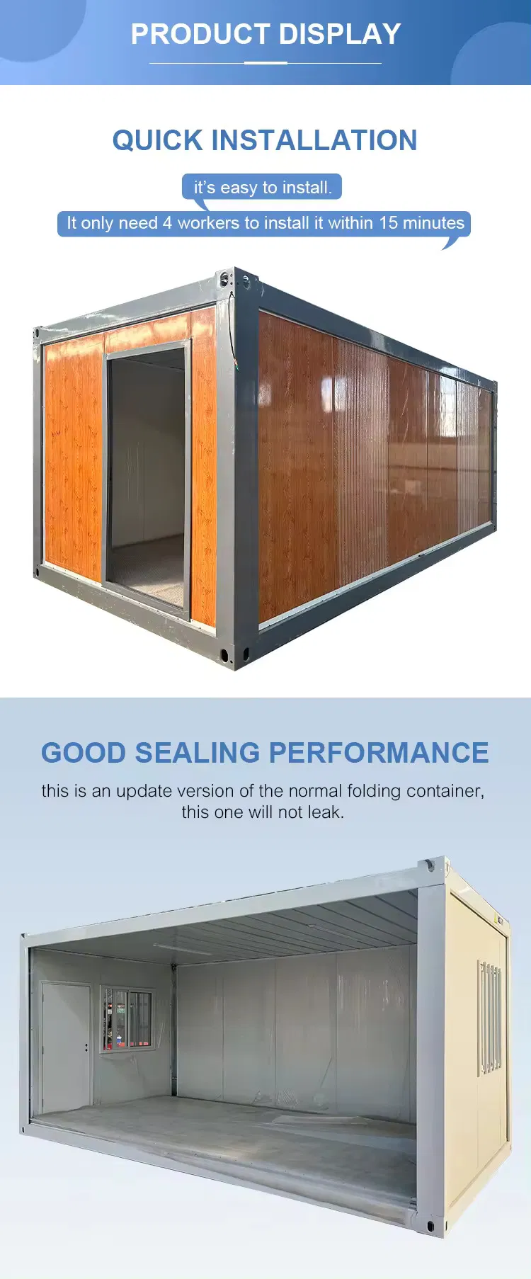 Oficina móvil modular plegable prefabricada de contenedor potable