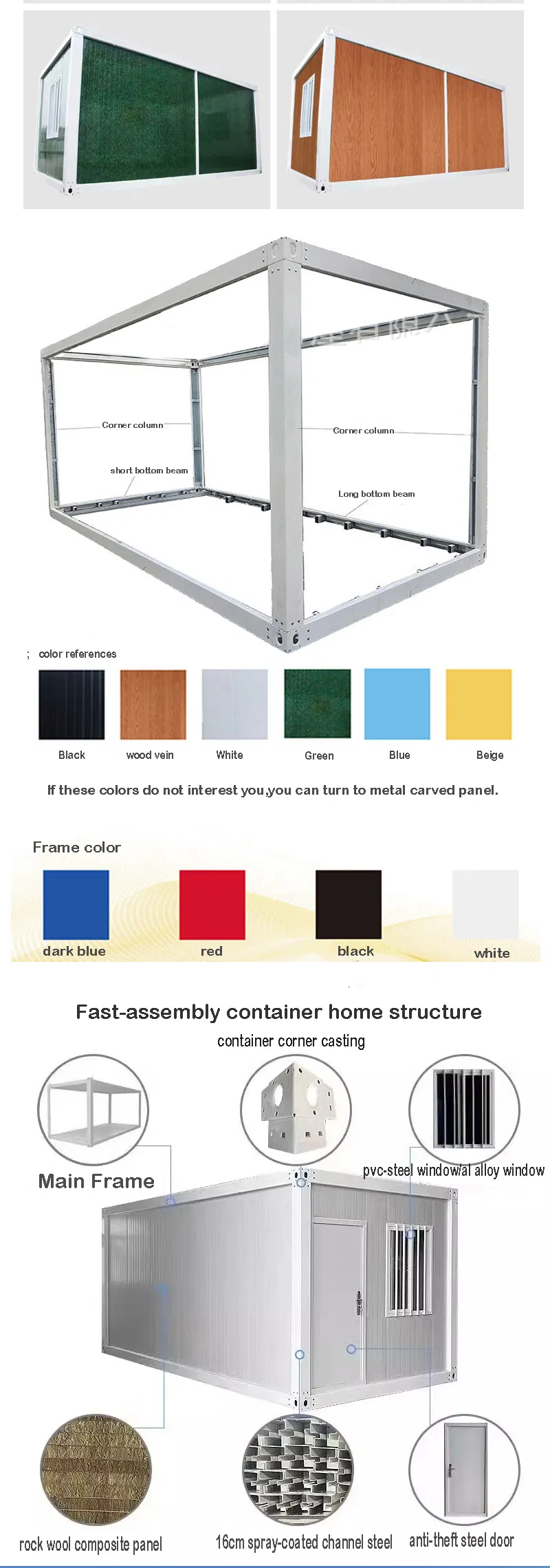 Estructura de acero de alta resistencia, casa contenedor, edificio modular integrado prefabricado personalizado