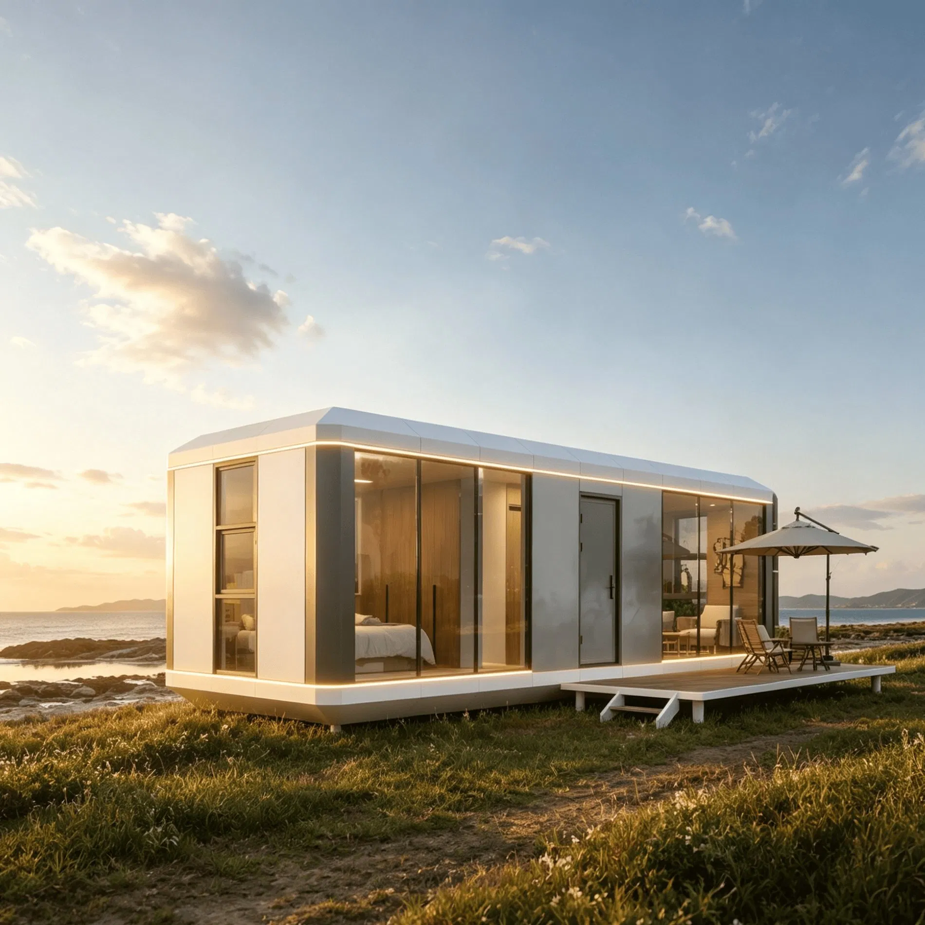 Pequeñas casas residenciales prefabricadas modulares expandibles de cápsula inteligentes y ecológicas