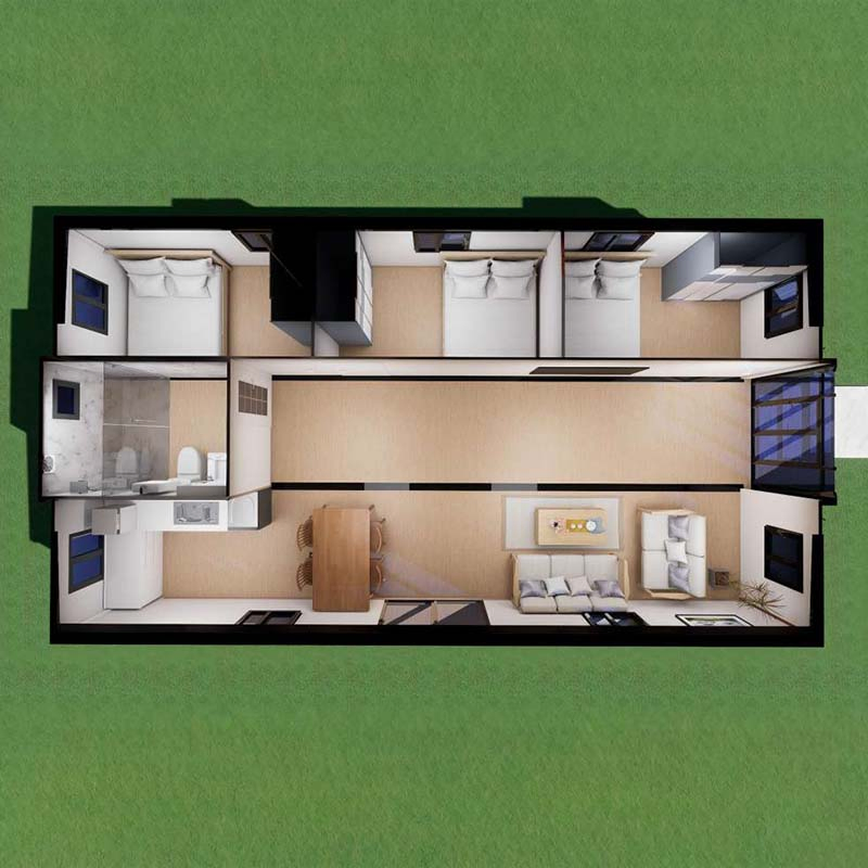 Casa Prefabricada Sostenible 40FT con Espacio para Comedor y Solar