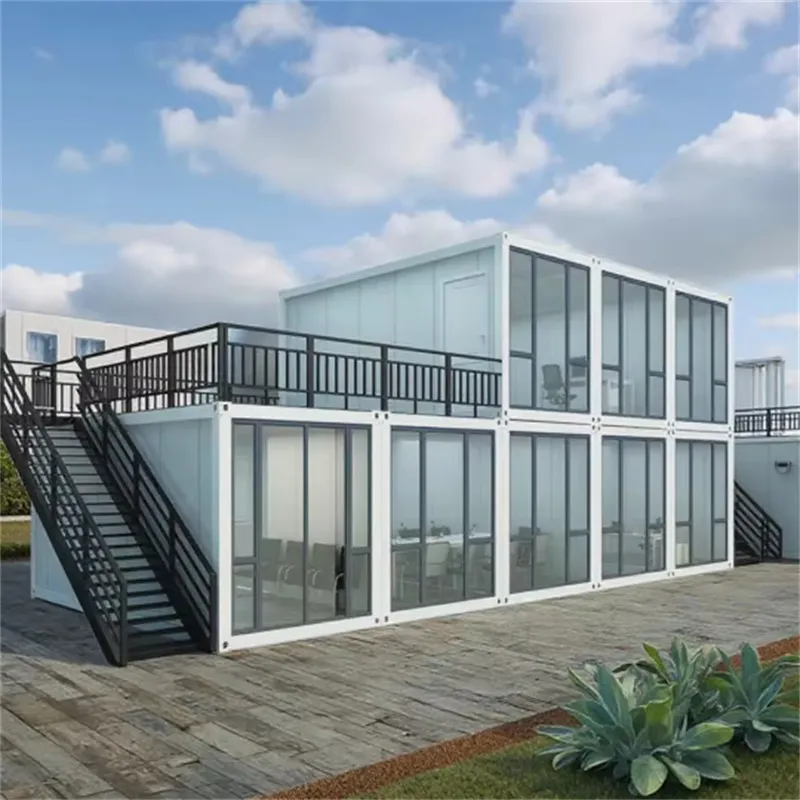 Casa modular de contenedor de dos pisos prefabricada de bajo precio y económica