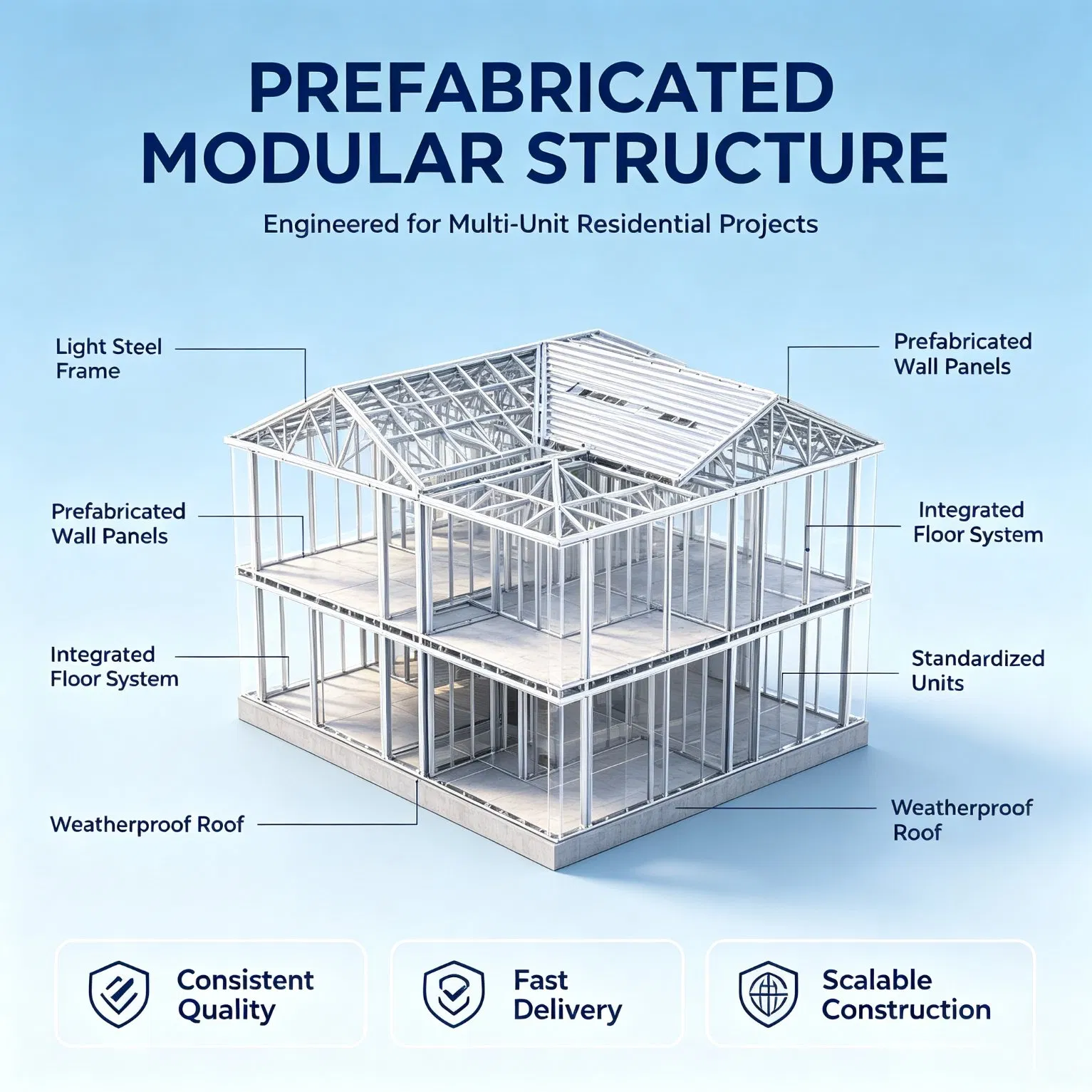Proyecto de Comunidad de Casas Prefabricadas Cealum Modernas, 432 Casas Adosadas Prefabricadas de Acero Ligero de Dos Plantas, Escalable 100-Units Desarrollo de Vivienda Masiva Llave en Mano