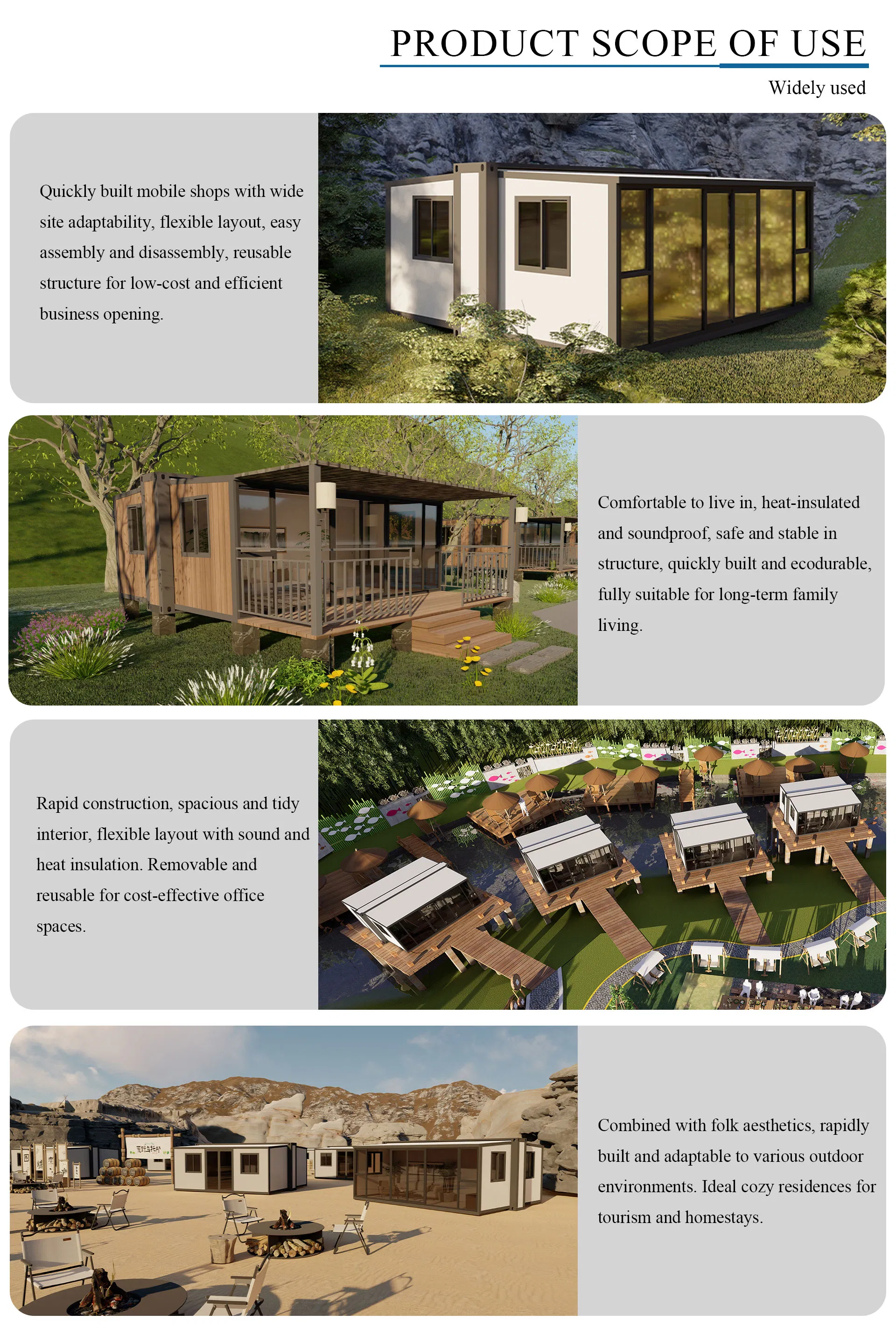 Casa Modular Preconstruida Expandible Inteligente 700 Ancha para Residencia de Vacaciones