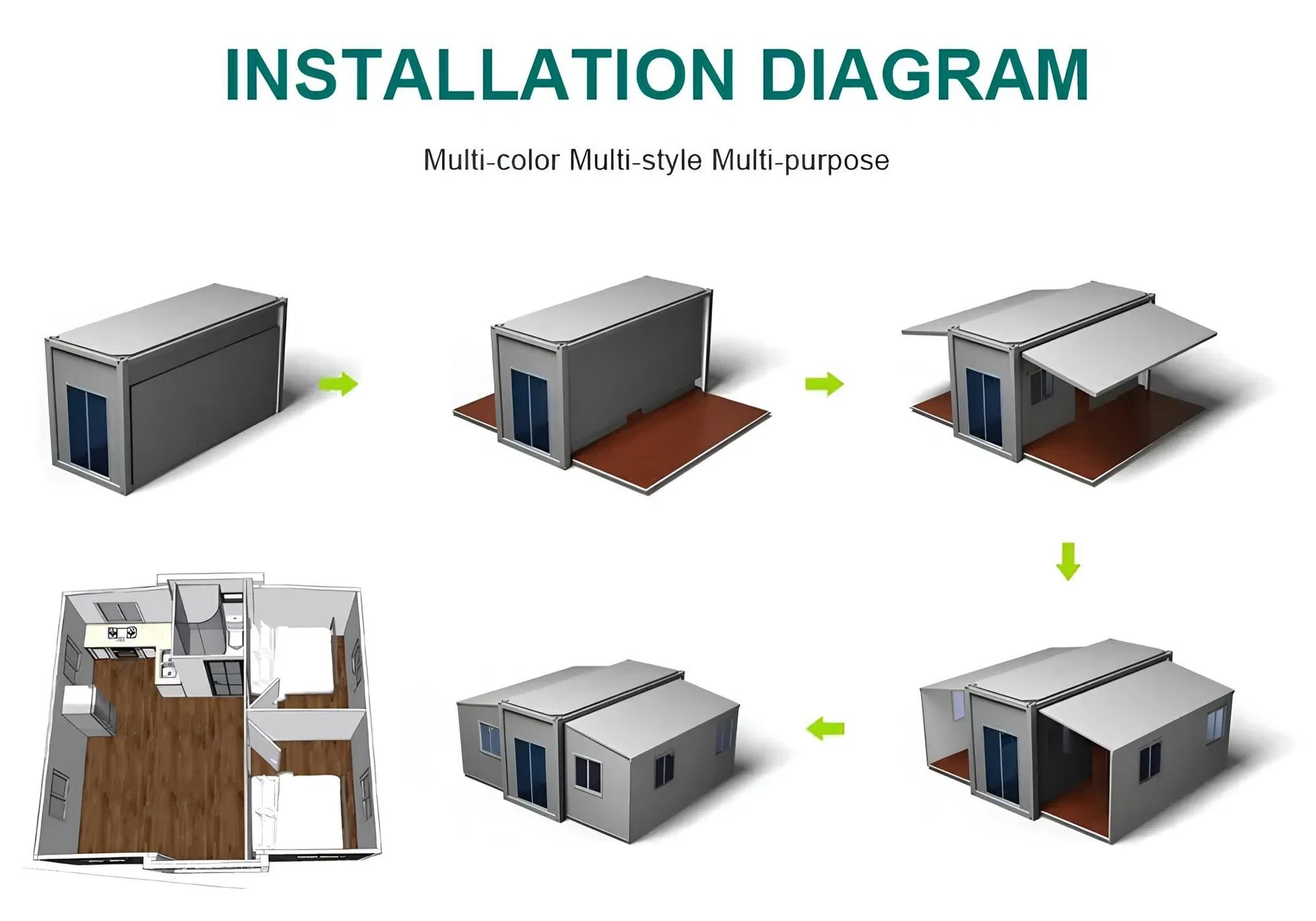 Casa Contenedor Modular a la Moda a Prueba de Viento para Oficina de Lujo y Villa