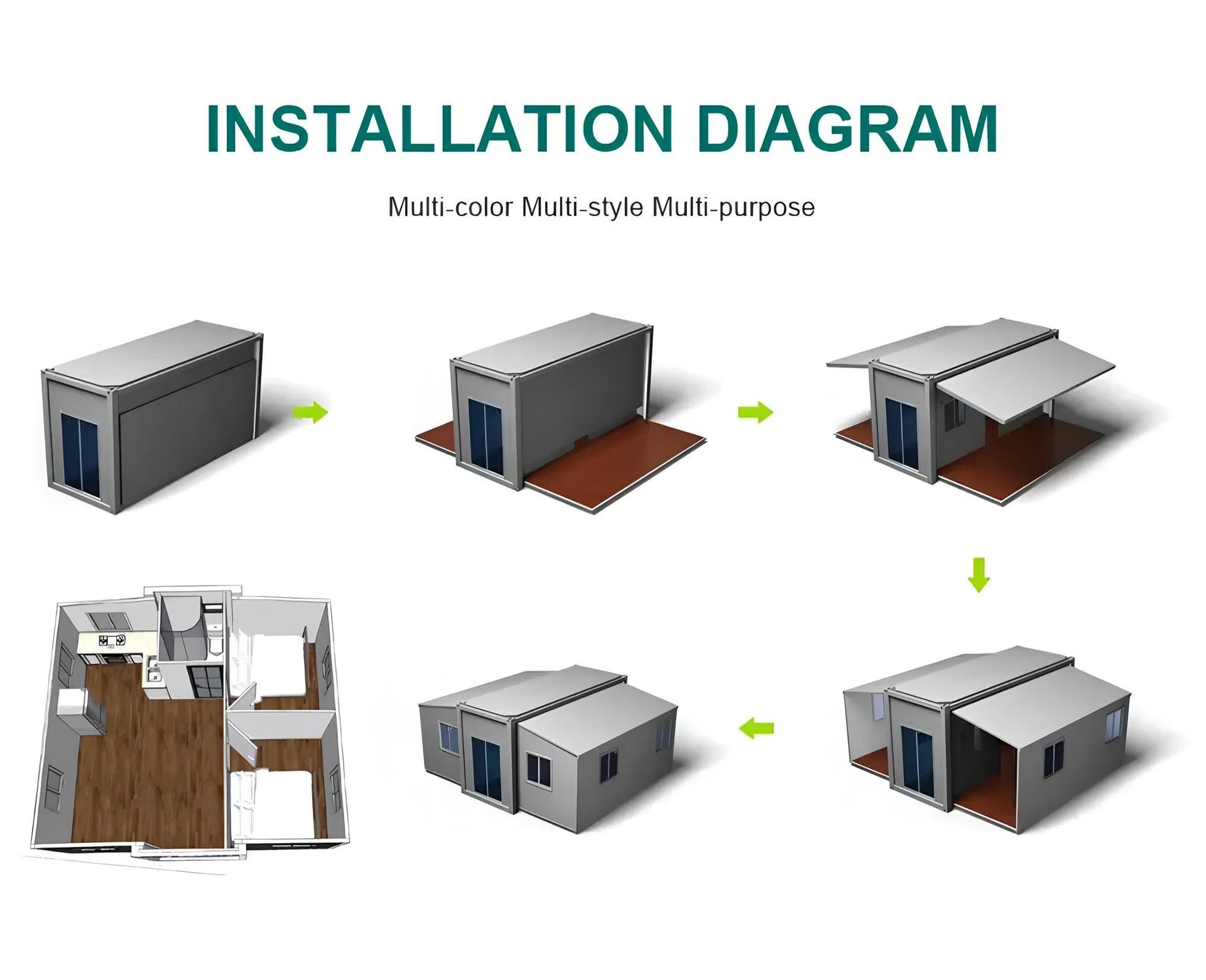 Hogar Contenedor Inteligente Sostenible para una Vida Ecológica 40FT
