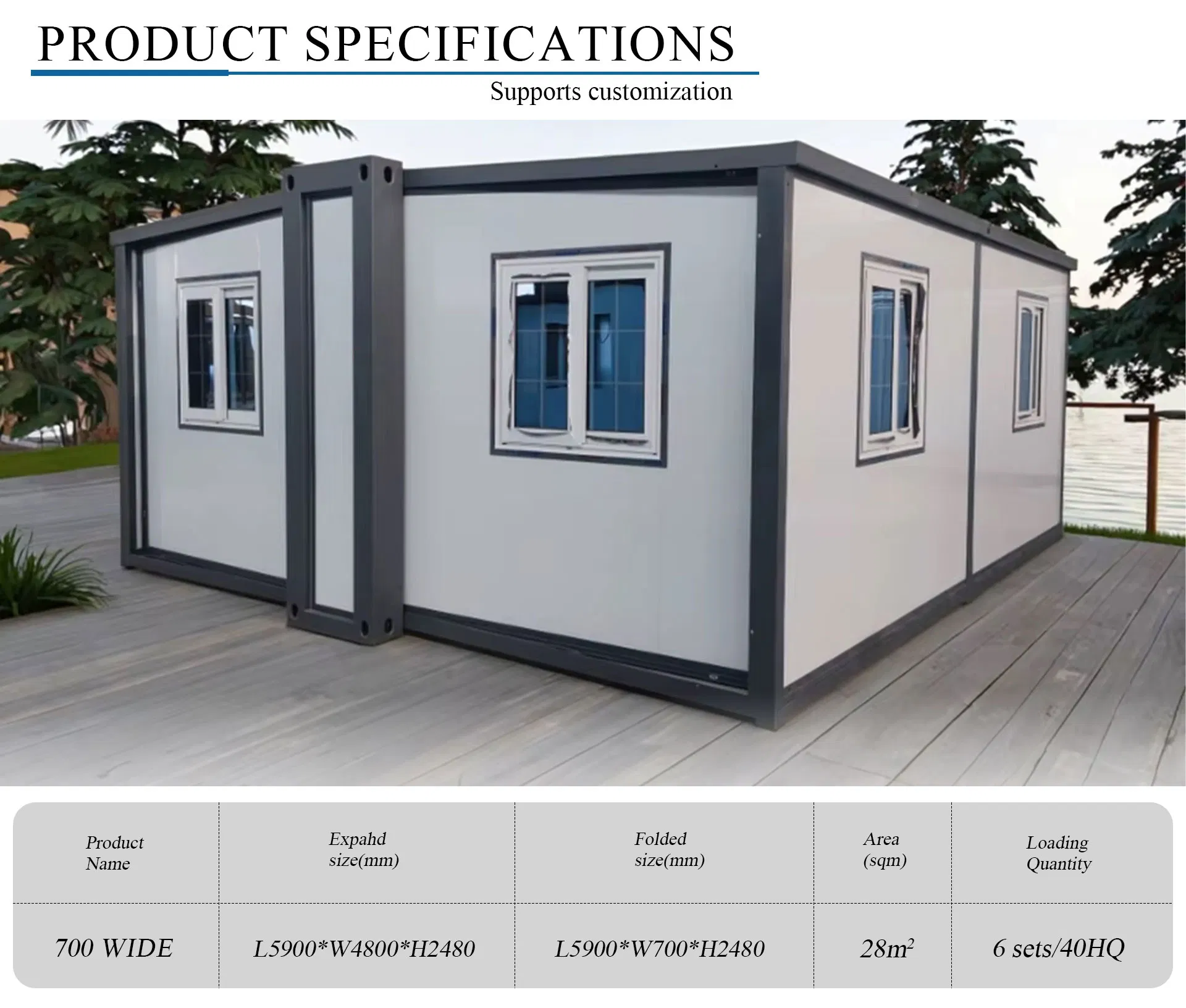 700 Casa Modular Expandible de Cápsula Amplia para la Vida Familiar