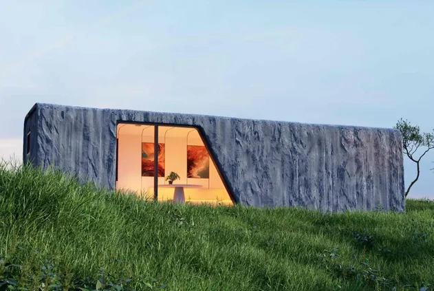 Casa de piedra integrada en paisaje