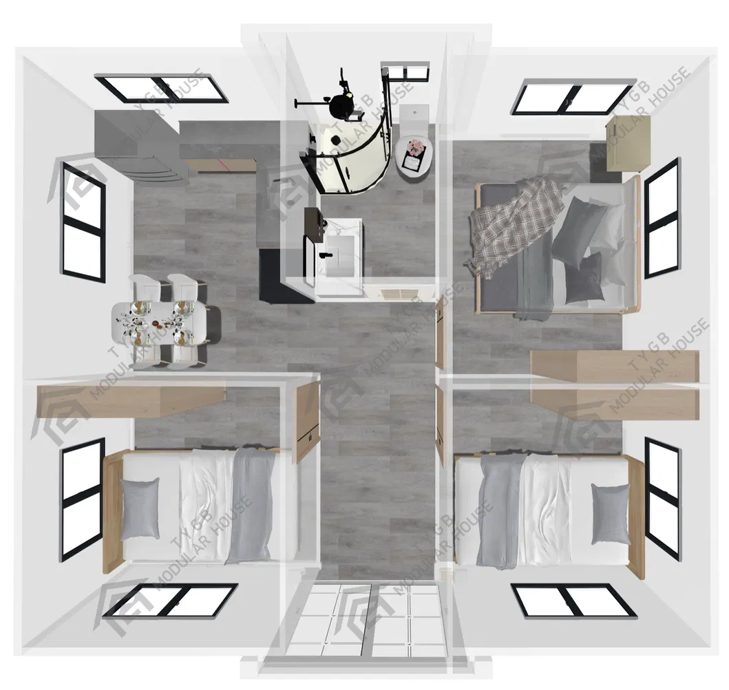 20ft tres Dormitorios Un baño Una cocina Una sala de estar