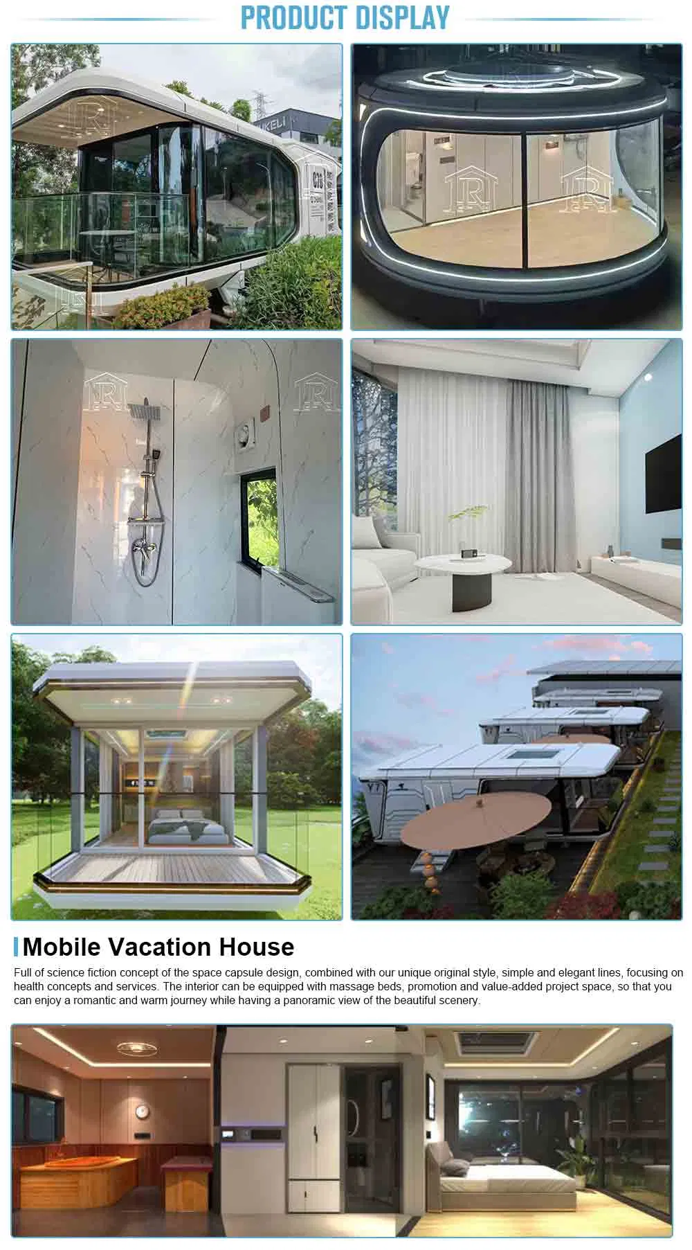 Casa Modular de Cápsula Espacial Casa Prefabricada Eficiente Energéticamente Características de Hogar Inteligente