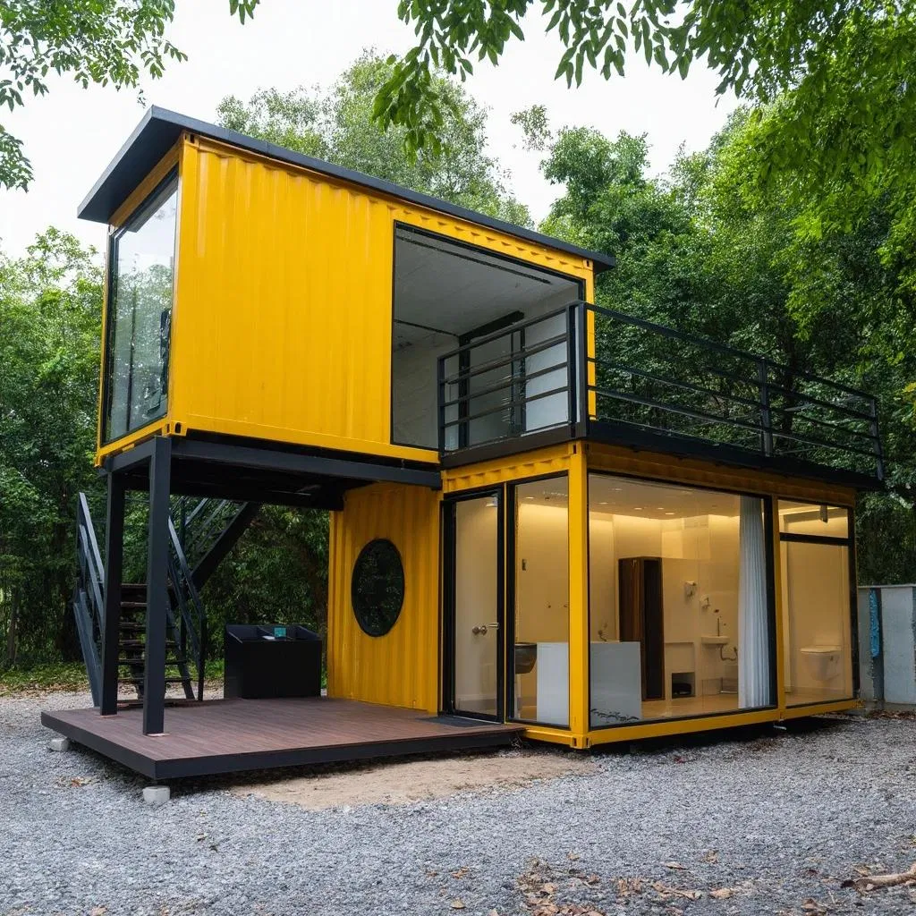 Casa contenedor de lujo moderna y expandable con balcón para villa de vacaciones