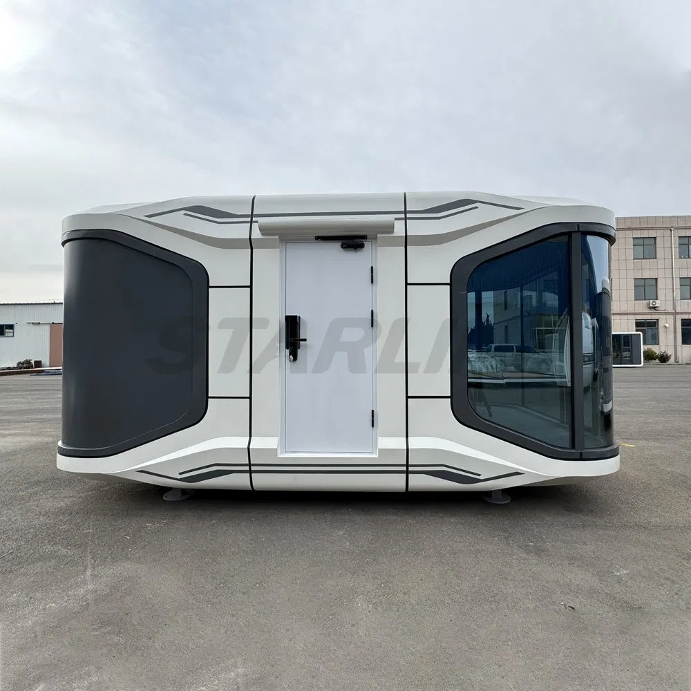 Casa cápsula espacial modular móvil de acero ligero portátil de lujo, cabaña pequeña tipo manzana para el hogar