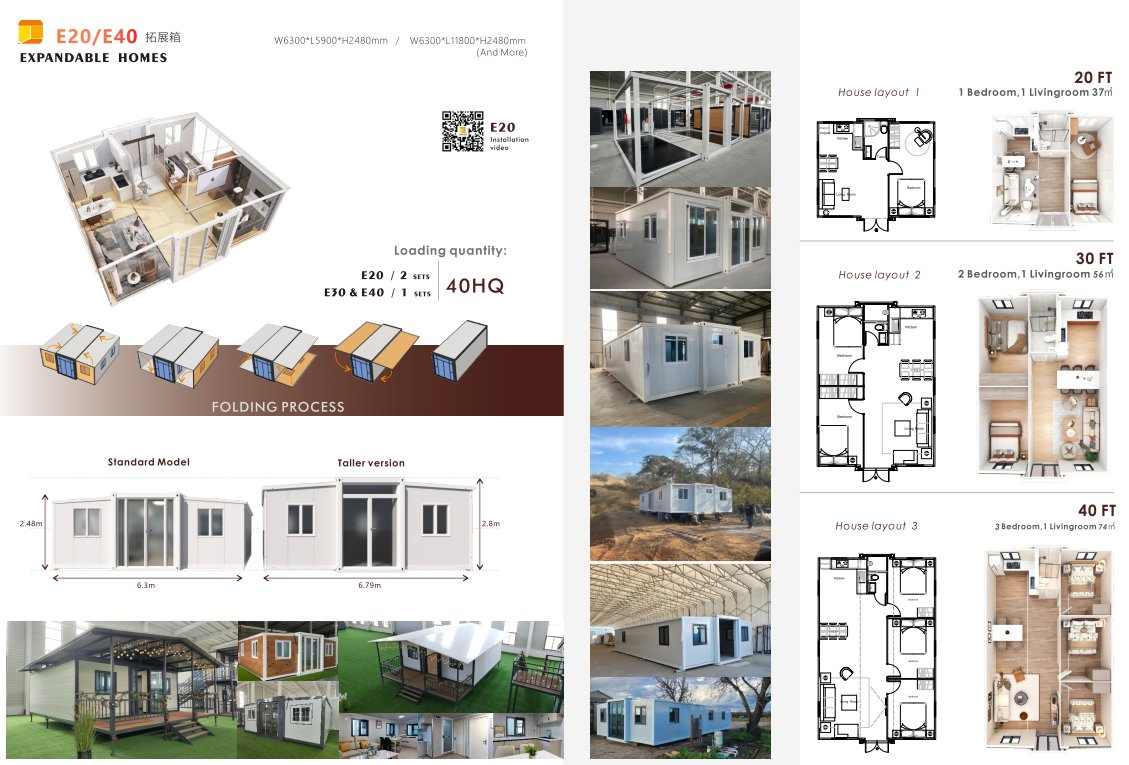 Venta Caliente Casa Contenedor Expandible Prefabricada de Alta Calidad con 3 Habitaciones