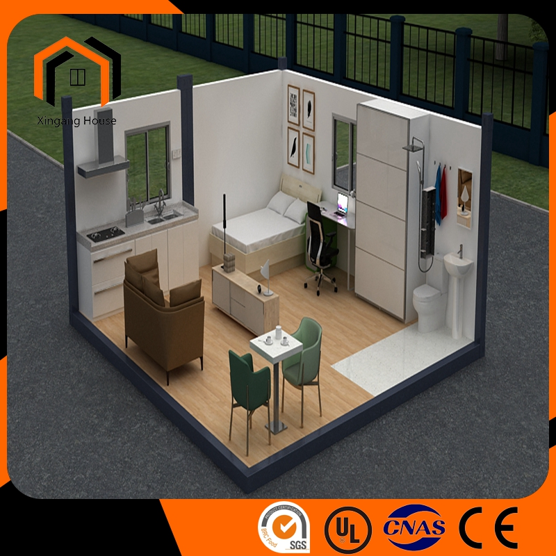Casa residencial de bajo costo, hogar de contenedor prefabricado, casas solares