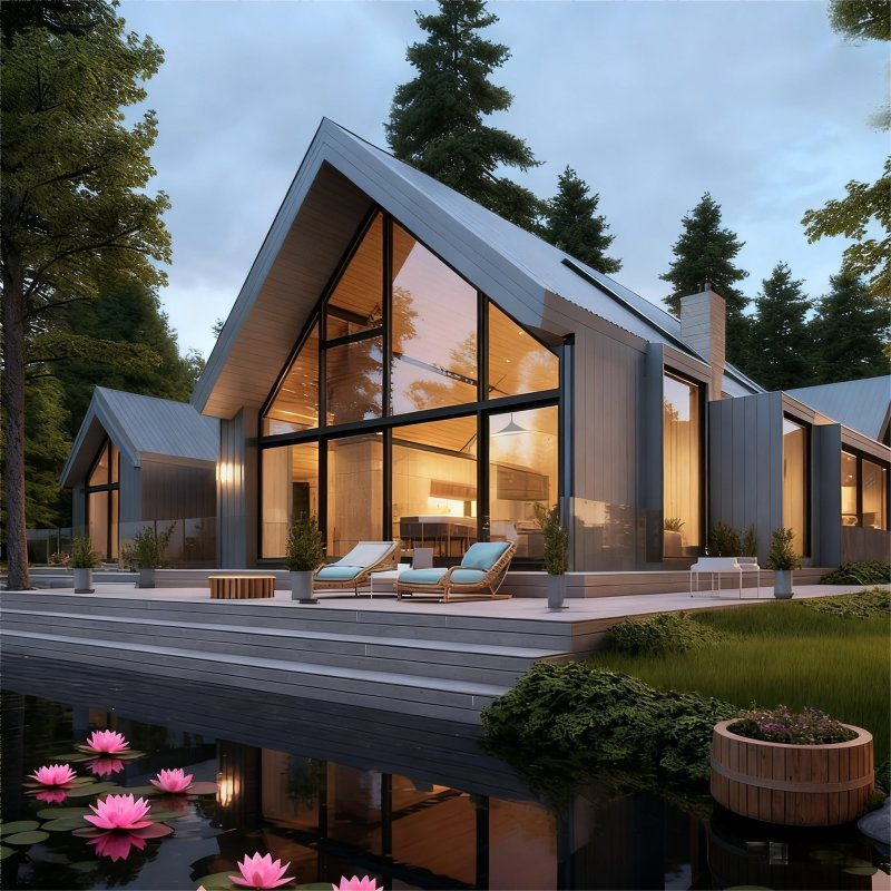 Casas prefabricadas de dos dormitorios, casas modulares, casas eficientes en energía