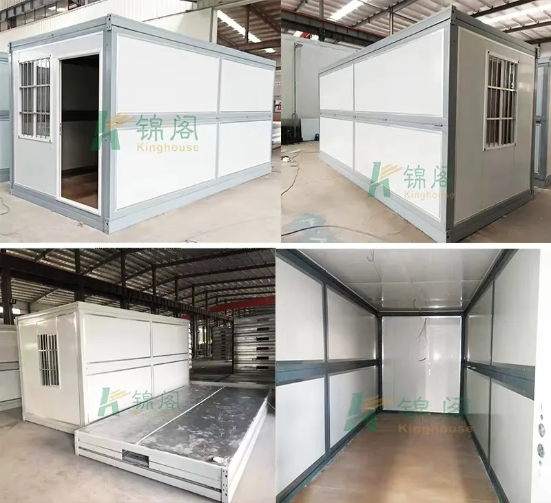 Espacio de vida en casa pequeña con almacenamiento inteligente y diseño compacto de casa plegable