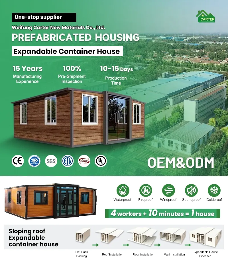 Casa de contenedores ampliable con techo inclinado