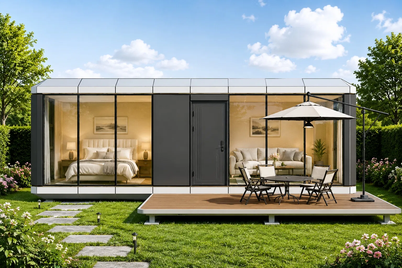 Pequeñas casas residenciales prefabricadas modulares expandibles de cápsula inteligentes y ecológicas