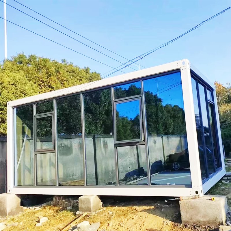 Casas micro residenciales modulares prefabricadas desmontables y móviles con paredes de vidrio, casas de contenedores prefabricadas de lujo