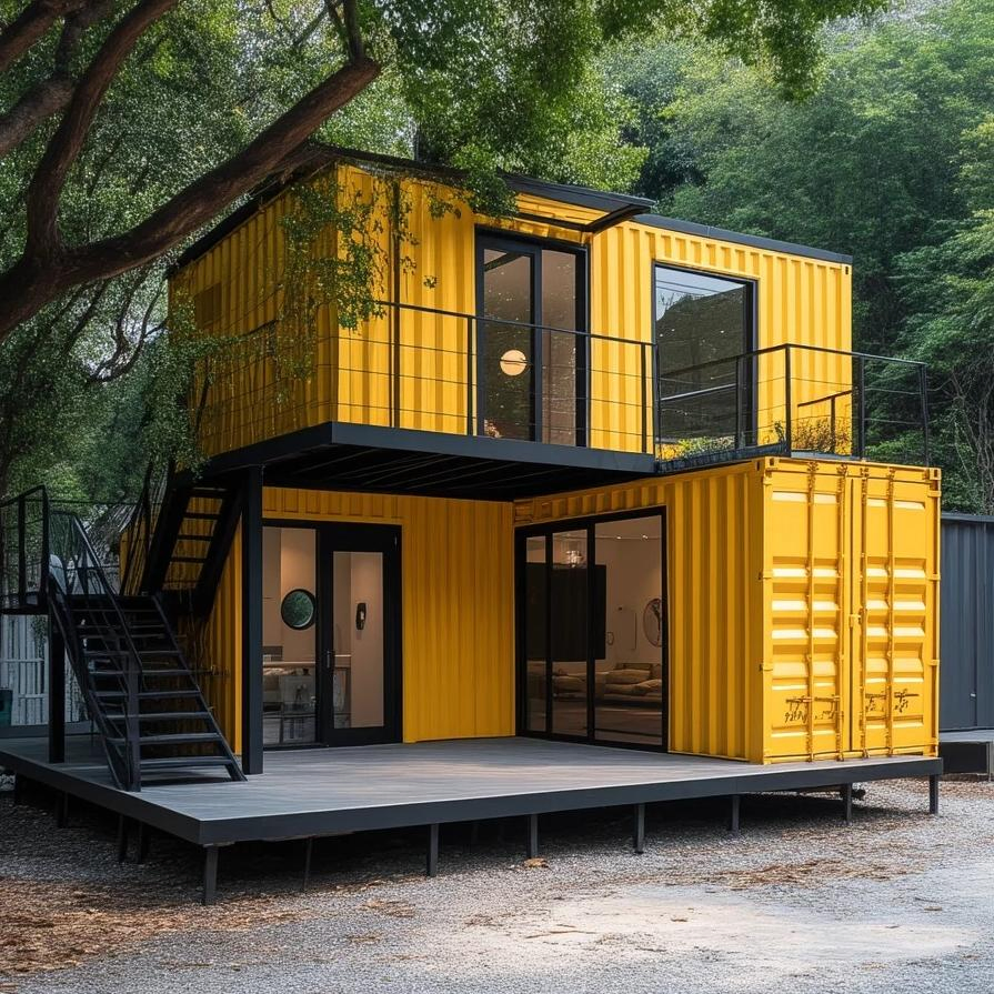 Casa contenedor de lujo moderna y expandable con balcón para villa de vacaciones
